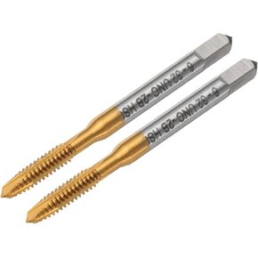 uxcell 2pcs 6-32 UNC B2 Spiral Point Thread Tap, Screw Tap Threading Tapping Tool, Titanium Coated 6542 High Speed Steel Machine Taps Tapping Bit