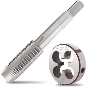 M12 X 1.25 Tap and Die Set, Metric M12 x 1.25mm High Speed Steel Machine Tap and Die Set. Right Hand Thread Tap and Round Thread Die