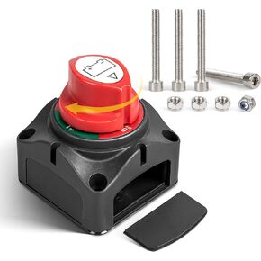 RED WOLF 1-2-Both-Off Battery Switch DC 12V-48V 200A, Heavy Duty Marine Battery Power Cut Master Switch Disconnect Isolator Ignition Protected for Automotive RV Marine Battery Kill w/M8 Stud
