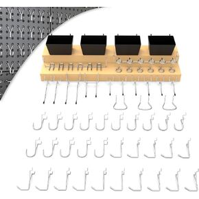 HUHOLE Pegboard Hooks Assortment 49PC, Pegboard Accessories with Pegboard Bins, Garage Tool Organizer, Fit 1/8 Inch and 1/4 Inch Peg Board (49PC)