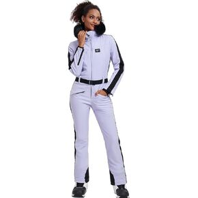 GS SNOWING Women's Ski Suit One Piece Snowsuits Insulated Waterproof Windproof Slim Winter Outdoor Onesies Ski Outfits Jumpsuits Purple S