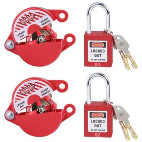 Gate Valve Lockout and Safety Padlock, Valve Lockout Device 1" to 2-1/2" Dia Valve Handle Secure for Water Spigot Faucet Propane Tank Lock Outdoor, 1 Set
