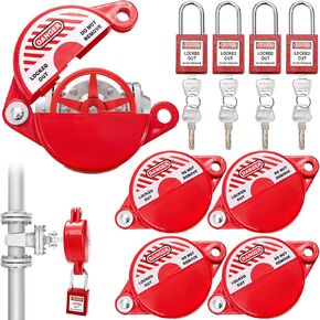 Foraineam Water Spigot Lock Device and Safety Padlock, 4 Sets, Rotating Secure Gate Valve Lockout Device for 1 to 2-1/2 Inch Dia Valve Handles, Outdoor Faucet Lock, Hose Bib Lock, Propane Tank Lock