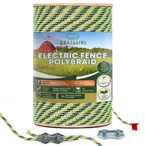 Electric Fence Polybraid 1000 Feet 1/4" - 6 x Tinned Copper Wire for Superior Shock - Heavy Duty Poly Rope Braided - Premium Horse Fencing Highly Visible - UV, Rust and Corrosion Resistant