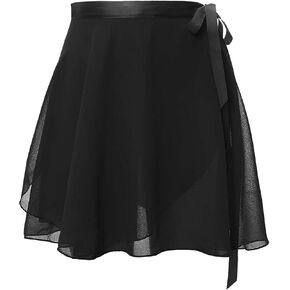 Daydance Black Girls Women Ballet Wrap Skirts Sheer Chiffon Dance Over Scarf for Leotards