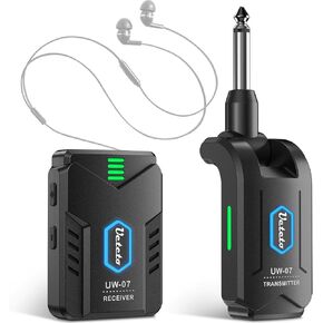 Ueteto Wireless in Ear Monitor System，2.4GHz Mono IEM System with Transmitter Beltpack Receiver, Plug and Play for Musicians， Studio, Band Rehearsal, Live Performance
