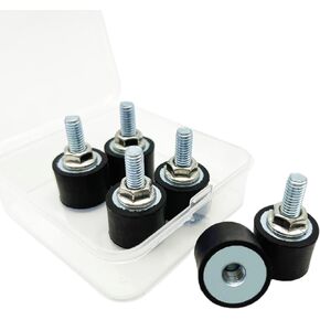 M6 Rubber Isolator Mounts with Studs Air Compressor Pump Shock Absorbers Anti-Vibration Silentblock Generator Motor Mounts Car Boat Bobbins Shock Dampers, 6 Pack M6X18mm 20X15mm, 12pcs M6 LockNuts