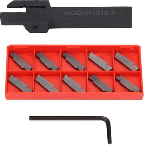 Lathe Grooving Tool Holder, Lathe Cut-Off Grooving Parting Tool Holder with 10pcs Inserts for Industrial Equipment