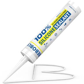 White Silicone Caulk & Sealant, 100% Waterproof Silicone Sealant Caulking, Shrink & Crack Proof, Silicone Caulking for Kitchen, Bathroom, RV, Interior & Exterior Use, 10.2 FL. OZ/300ML, 1 Pack