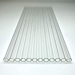Glass Tubes 12 Piece, Reusable Glass Straws 12 Inch Long, OD 10 mm, Thickness 1.5 mm, Industrial Borosilicate Glass Tubing for Tall Cups (10mm-12IN-Clear)