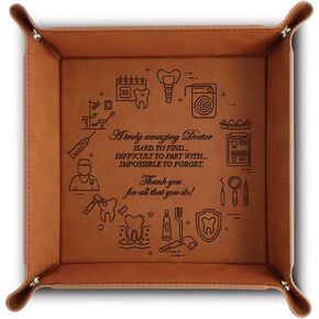 Bella Busta - Thank You Doctor- Appreciation Gift-Medical Student Graduation- Doctor Office Desk Set-Engraved Leather Tray (Gynecology Doctor)