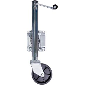 Bastion Distribution Bolt On Boat Trailer Jack with Wheel | Heavy-Duty | Side Mount Swivel Tongue | Side-Wind Crank | 10" Travel | 6-Inch Wheel | Stainless Steel | 1000lb Capacity | BD-1000SW-SM