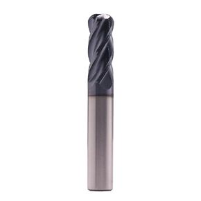 High Performance Solid Carbide Corner Radius End Mill - AlTiN Coated, 30 Degree Helix, .125" Corner Radius, 4 Flute, 3/8" Cutting Diameter, 3/8" Shank Diameter, 1" Length of Cut, 2-1/2" Overall Length