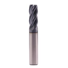 High Performance Solid Carbide Corner Radius End Mill - AlTiN Coated, 30 Degree Helix, .040" Corner Radius, 4 Flute, 3/8" Cutting Diameter, 3/8" Shank Diameter, 1" Length of Cut, 2-1/2" Overall Length