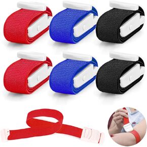 6Pcs Tourniquets, Emergency Tourniquet Buckle Band, Elastic First Aid Tourniquets, Single-Handed Application for Home Outdoor Sport Camping Hiking Emergency (6Pcs-Colorful)