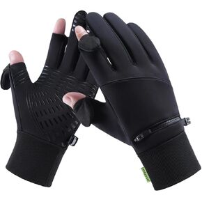 Winter Fingerless Cycling Gloves for Men & Women, Windproof Cold Weather Touchscreen Fishing Gloves for Motorcycle Hunting Driving Ski