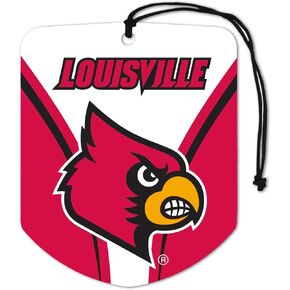 FANMATS 61619 NCAA Louisville Cardinals Hanging Car Air Freshener, 2 Pack, Black Ice Scent, Odor Eliminator, Shield Design with Team Logo