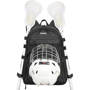 Goloni Lacrosse Equipment Backpack with Two Sticks holder and Separate Cleats Compartment Field Hockey Bag