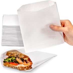 Fit Meal Prep 1000 Pack Paper Sandwich Bags 7 x 6", Greaseproof Paper Snack Bags, Food Grade Pastry Bag, Recyclable Small Paper Bags, Cookie Sleeves, Food Packaging for Bakery, Donuts