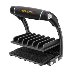 POWERTEC Panel Carrier for Plywood and Drywall - Ergonomic One-Handed Lifting Tool with 100 lbs Capacity, Heavy Duty Self-Adjusting Clamp for Sheets Up to 1" Thick, Easy One-Person Carry (72086)
