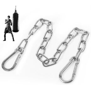 30 Inch Heavy Duty Chains, 440LB Thick Stainless Steel Chain with Carabiners, Easy to Adjust Silver Link Chain Extender for Boxing Punching Bag, Porch Swing Hammock Chair Hanging