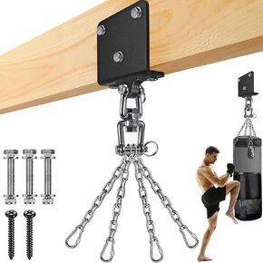 Punching Bag Hanger with Spring Beam Hanger Bracket with Stainless Steel Chain Punching Bag Hanging kit Boxing Bag Beam Mount 360° Swivel Hook for Hanging Heavy Bag, Muay Thai