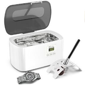 KECOOLKE Ultrasonic Jewelry Cleaning Machine, 600ml Sonic Cleaner with Digital Timer for Eyeglasses, Rings, Silver，Cleaner Solution for Gifts