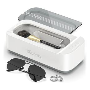 KECOOLKE Ultrasonic Jewelry Cleaning Machine, 400ml Sonic Cleaner with Digital Timer for Eyeglasses, Rings, Silver, Cleaner Solution for Gifts
