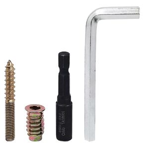 12SETS Double Headed Bolts Kit - 12PCS M6x50mm Self-Tapping Screw Hanger Bolts for Wood Furniture,12PCS M6x20mm Furniture Screw-in Nut with 1pc M6 Hanger Bolt Driver & 1pc 6mm Hex Key