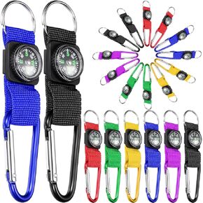 TOODOO 36 Pieces Compass Keychain Bulk Carabiner Belt Clips Adventure Explorer Party Favors Outdoors Camping Theme Birthday Party Favors School Map Project Prizes Toys for Kids