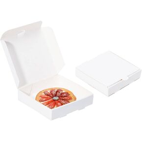 5 Inch Mini Pizza Boxes,100 Pack Disposable Small Pizza Boxes,White Pizza Boxes for Cookie,Mini Pies, Party Favors and Crafts(5x5x1 Inches)