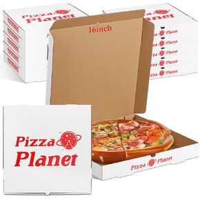 10 Pack Large Pizza Planet Corrugated Box Thick Extra Large Pizza Planet Corrugated Pizza Boxes 16 x 16 Inch for Inspired Story Party Favor Story Party Planet Party Decorations
