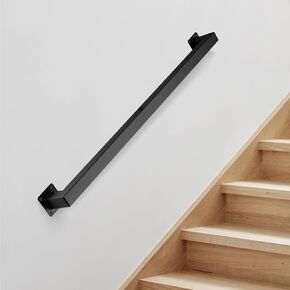 Stair Railing Metal Hand Rails for Indoor Stairs Wall Mount Staircase Handrails 1.25" Pipe Stair Handrail for Steps Black Iron Stairway Railing for Outdoor & Indoor Stairs -32inch
