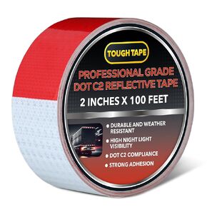 DOT C2 Reflective Tape 2IN x 100 FT - Outdoor Waterproof Conspicuity Tape - Red White Reflector Tape for Trailers, Vehicles, Boats - Strong Reflective Safety Tape for Caution Warning Signs