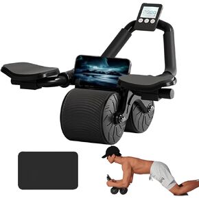 Elbow Support Automatic Rebound Abdominal Wheel,Ab Roller for Abdominal Exercise Machine,Dolly Core Strengthening Trainer Fitness Belly Training Ab Roller