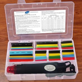 Wire Heat Shrink Tubing Kit + Mini Heat Gun for Shrink Tubing - 328pcs 2:1 Wire Shrink Wrap Tubing + 300W / 392℉ Heat Shrink Gun with Case - for Wires,Shrink Wrap and Cable Repair.