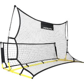 Lineslife Portable Soccer Rebounder Net, 2-in-1 Soccer Goal Net 6ft x 4ft, Dual Side Soccer Trainer for Team or Solo Soccer Training, Yellow and Black