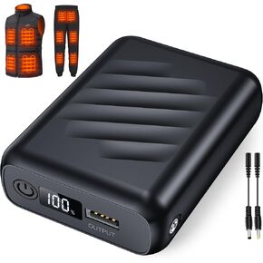 7.4V 20000mAh Heated Vest Battery Pack Compatible with ORORO and Venustas, Rechargeable Battery Pack for Heated Vest with LED Display, Power Bank with DC/USB/Type-C Output for Heated Jacket and Pants