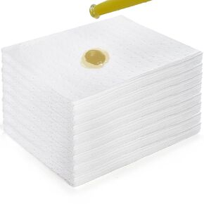 Okllen 100 Pack Oil Absorbent Pads, Single Weight Dimpled Pad, Oil Spill Mat for Absorbing Protecting Home Garage Basement, 13"x10", White
