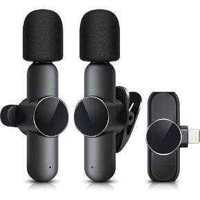 RICCHI 2 Pack Mini Wireless Microphone Type C for iPhone 15-16 Android Phone, USB C Tiny Lavalier Microphone Mini Mic Lapel Lav Mic for Video Recording, Interview, Streaming, Vlog, YouTube, TikTok