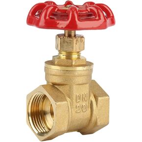 DN20 Brass Gate Valve, G3/4 Threaded Brass Gate Valve BSPP Two-way Manual Rotary Sluice Valve with Wheel Handle Straight Through Rotary Sluice Valve for Water Oil Gas Fuel Flow Control