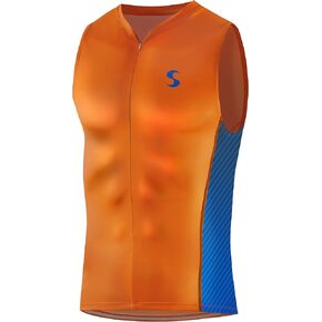 Synergy Men's Race Tri Singlet (Tangerine/Sky, Large)