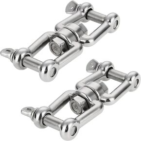 Double Shackle Swivel for Boat 1/4 inch 5/16 inch 3/8 inch 1/2 inch (4 Size) Marine Grade 316 Stainless Steel Jaw and Jaw Anchor Chain Connector