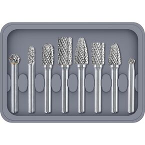 8 Pcs 1/4 Carbide Burr Set 1/4 Shank Die Grinder Bits Drill Bits Grinding Bits for Metal Rotary Tool Attachment Accessories Rasp Weld Wood Stone Deburring Compatible with Milwaukee Dewalt