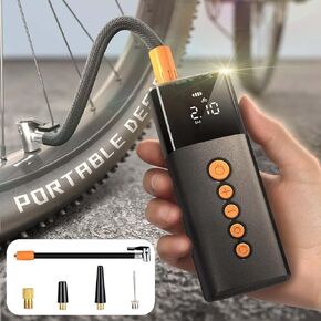 Bike Air Pump,Electric Mini Bike Tire Inflator,150 PSI Portable Pressure with Digital Pressure Gauge,Motorcycles,Road Bike,E-Bike,Ball,Versatile Valve and Auto Shut Off