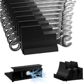 Wrench Organizer, 20PCS Wrench Organizer for Tool Box, Modular Wrench Organizer with Label, Tool Box Organizer, Magnetic Wrench Organizer for Tool Box Drawer, (Black with Box)