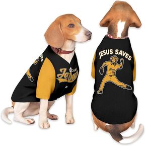 Jesus Loves Me Retro Vintage Color Range Orange Black Dog Baseball Jersey, Jesus Christian Pet Costume Apparel. | Color 002, Size Small