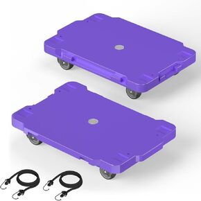 Flat Furniture Dolly - 16.5" X 11.4" Splicable Design Moving Dolly, 500lb Capacity, 2 Inch Swivel Caster for All Floors, Ideal for Home, Office, Garage with 2 Elastic Straps (2 Pack, Purple)