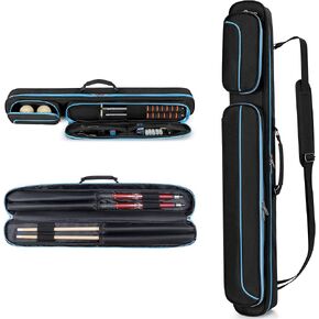 Pool Cue Case, 2 x 2 Pool Stick Case with 2 Shafts and 2 Butts Slots, Heavy Duty Billiard Cue Carrying Case for Pool Cue Accessories