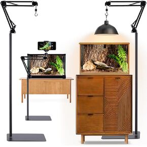 Metal Reptile Lamp Stand Adjustable (15.7to 67.3in Reptile Heat Lamp Stand for Reptiles Light Stand with 360 °Swing Arm，Reptile Heating Lamp Stand Suitable for Different Types of Reptile